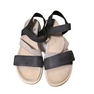 ECCO Simpil Sandal Womens 40 US 9-9.5 Black Grey Leather Strappy Slingback